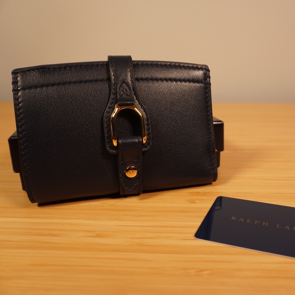 Ralph Lauren Collection Calfskin Welington French Wallet OS Navy